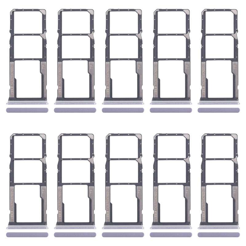 For Xiaomi Redmi 14R 5G 10pcs Original SIM Card Tray + SIM Card Tray + Micro SD Card Tray (Purple)