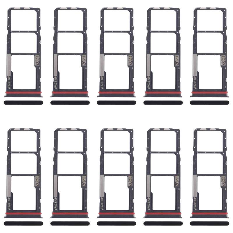 For Motorola Moto G04s 10pcs Original SIM Card Tray + SIM Card Tray + Micro SD Card Tray (Black)