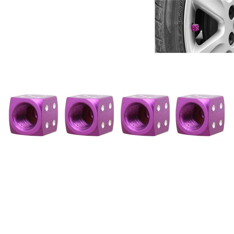 Universal 8mm Dice Style Aluminium Alloy Car Tire Valve Caps, Pack of 4(Black)