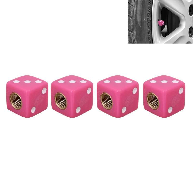 Universal 8mm Dice Style Plastic Car Tire Valve Caps, Pack of 4(Black)