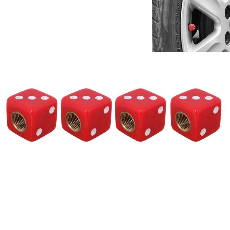 Universal 8mm Dice Style Plastic Car Tire Valve Caps, Pack of 4(Black)