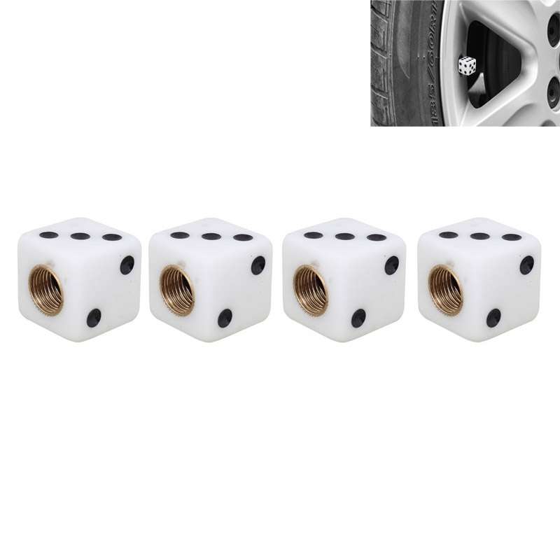 Universal 8mm Dice Style Plastic Car Tire Valve Caps, Pack of 4(Black)