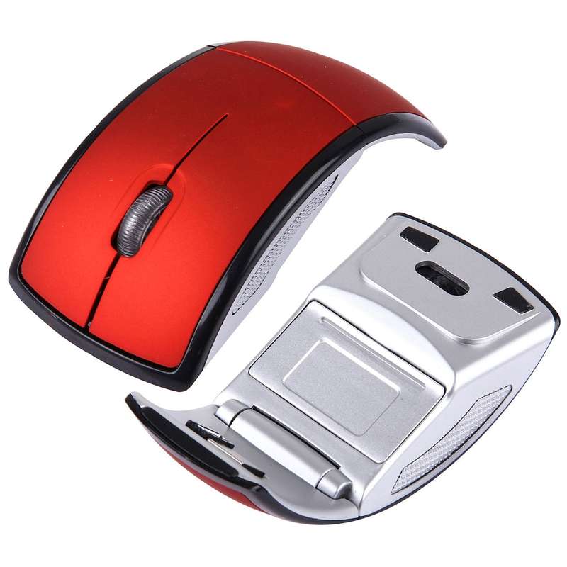 Wireless 2.4GHz 800-1200-1600dpi Snap-in Transceiver Folding Wireless Optical Mouse / Mice(Black)