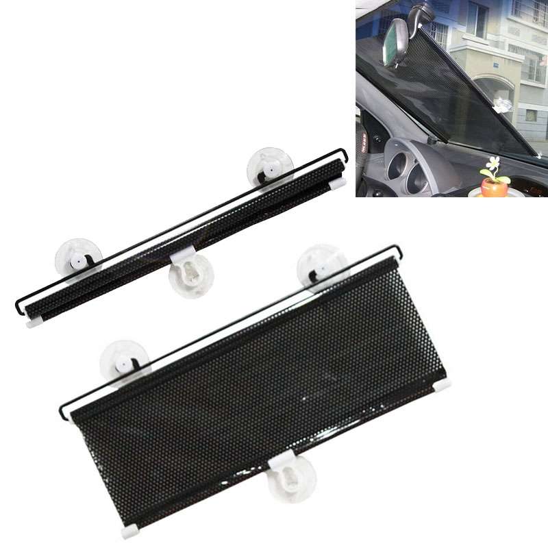 Retractable Car Window Sun Shade for Automobile Front Windshield, Size: 125cm x 58cm, Random Color D