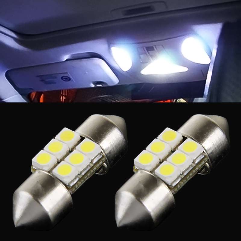2 PCS 31mm 6 LED 5050 SMD Car Reading Light Bulb(White Light)