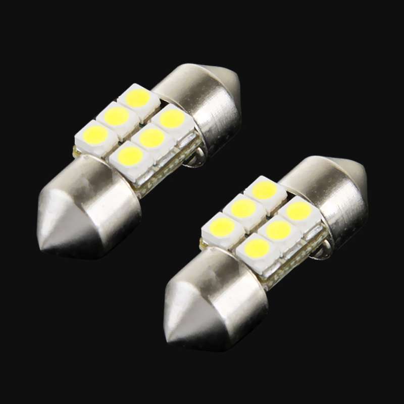 2 PCS 31mm 6 LED 5050 SMD Car Reading Light Bulb(Blue Light)