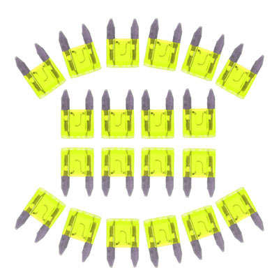 100 PCS Auto Mini Blade Fuse, DC 12V 20A(Yellow)