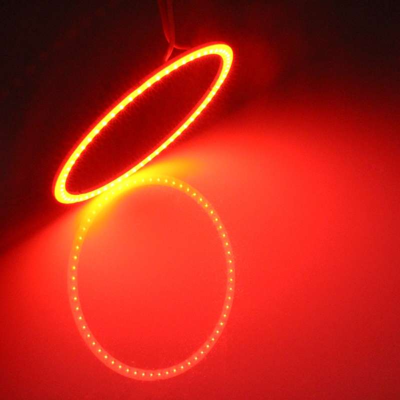 80mm 5W 180LM Angel Eyes Circles Car Headlight Pink Light COB LED Lights for Vehicles, DC 12-24V
