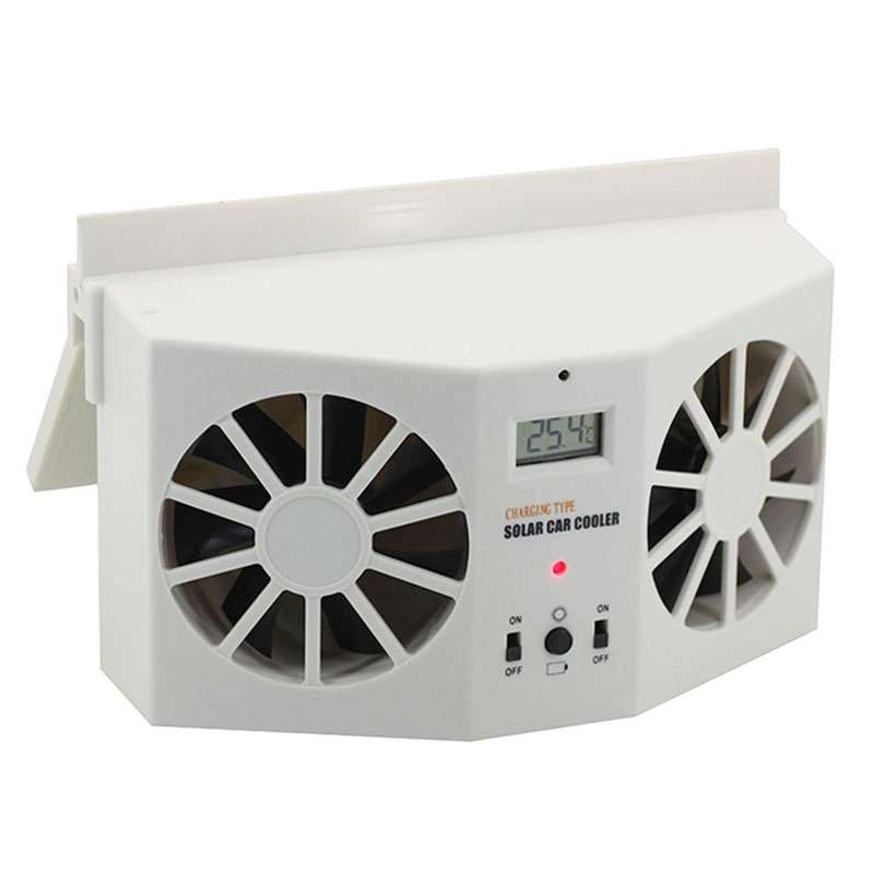 2W Solar Powered Car Auto Air Vent Cool Fan Cooler Ventilation System Radiator, with Temperatur
