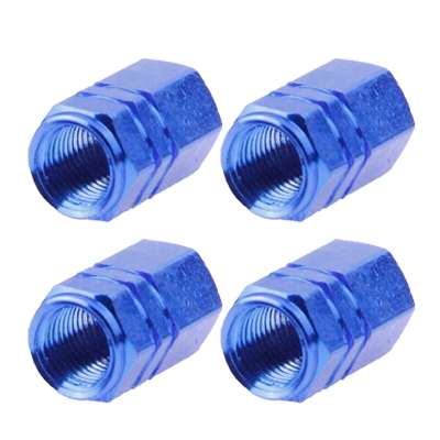 Blue Anodized Aluminum Tire Valve Stem Caps 4 pcs(Blue)