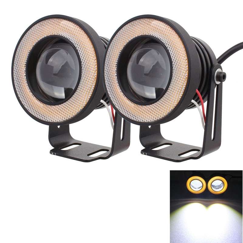 2 PCS 2.5 inch 10W 900LM White + Yellow Light 6500K Waterproof LED Eagle Eye Light for Vehicles, DC