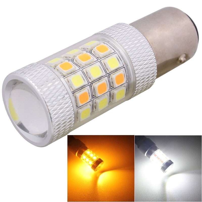 1157/BAY15D 8W 420LM White + Yellow Light 42 LED 2835 SMD Car Brake Light Steering Light Bulb, DC 12