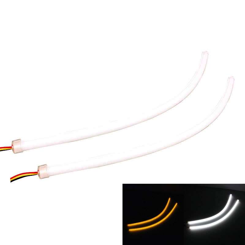 2 PCS 4.5W 270LM 6500K 597-577nm White + Yellow Wired LED Tube Daytime Running Light DRL Steering L