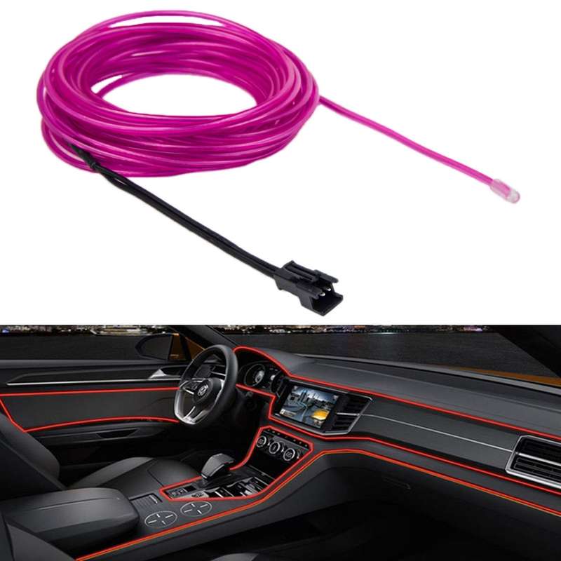 Waterproof Round Flexible Car Strip Light with Driver for Car Decoration, Length: 5m(Pink)