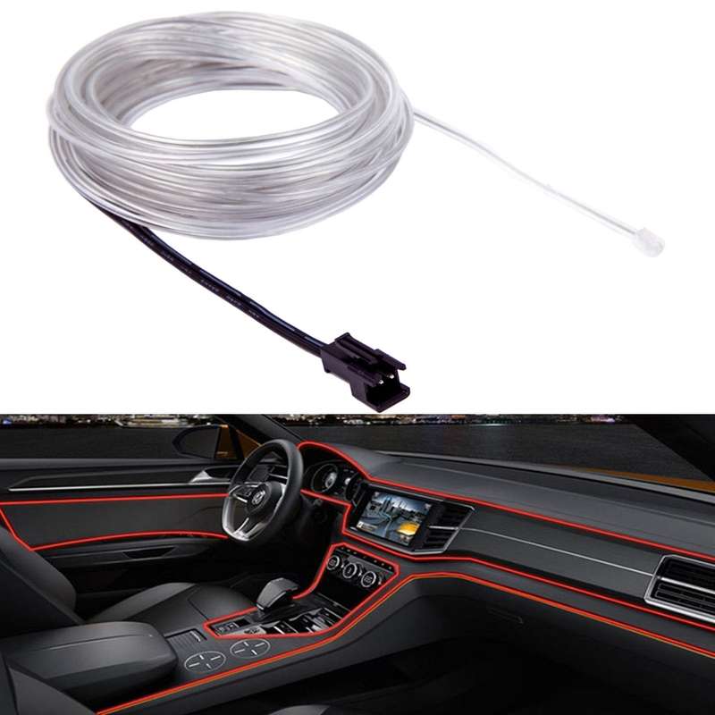 Waterproof Round Flexible Car Strip Light with Driver for Car Decoration, Length: 5m(Pink)