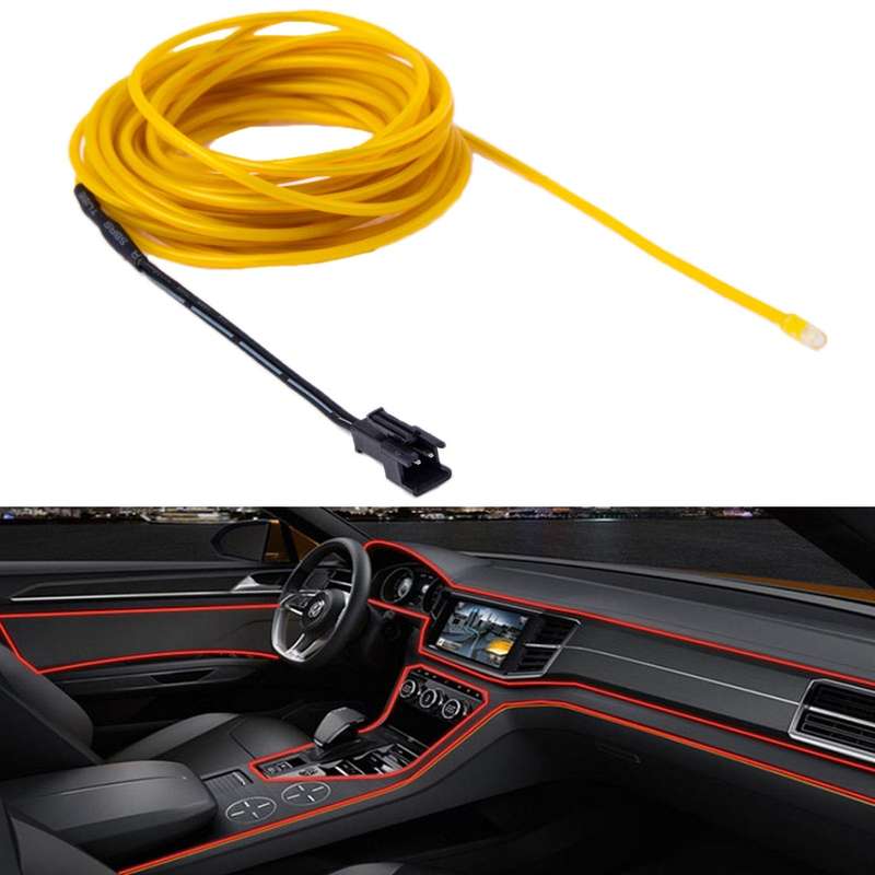 Waterproof Round Flexible Car Strip Light with Driver for Car Decoration, Length: 5m(Pink)