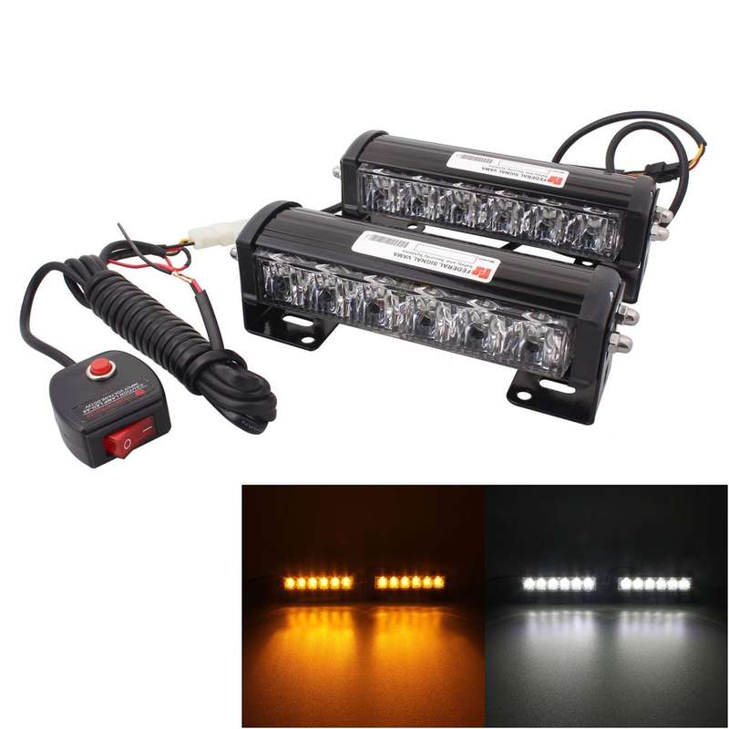 2 PCS 6 inch 6 LED 2 x 18W Car Flash Warning Light Yellow Change White Waterproof Emergency Light,