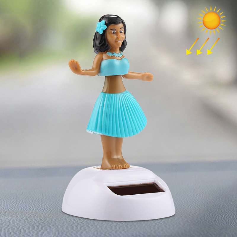 Solar Powered Bobble Head Dancing Toy Car Decoration Ornament Cute Hula Princess(Pink)