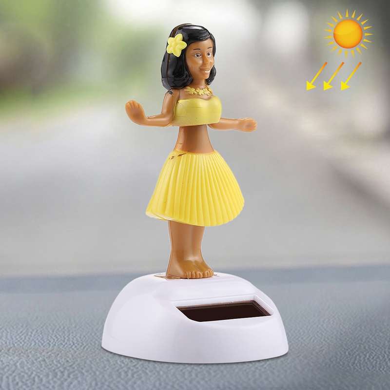 Solar Powered Bobble Head Dancing Toy Car Decoration Ornament Cute Hula Princess(Pink)