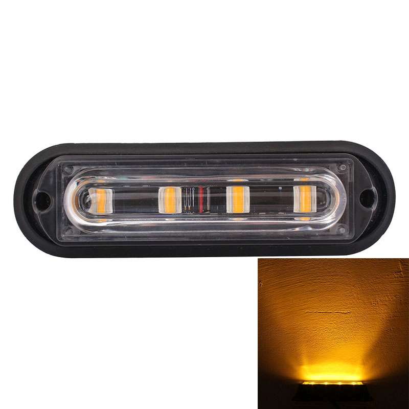 12W 720LM 4-LED Yellow Light 18 Flash Patterns Car Strobe Emergency Warning Light Lamp, DC 12V