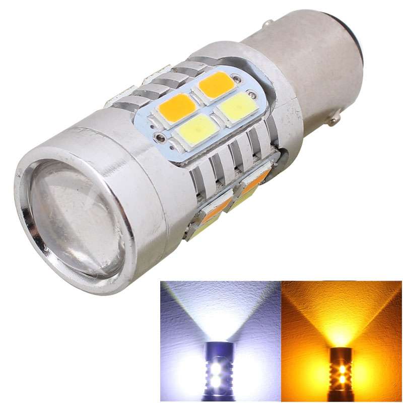 2PCS 1157/BAY15D 10W 700LM Yellow + White Light 20-LED SMD 5630 Car Brake Light Lamp Bulb, Constant