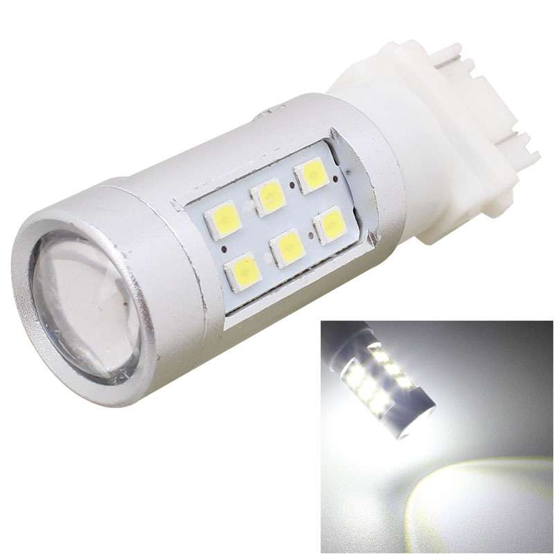 2 PCS T25 4.2W 630LM White Light Dual Wires 21 LED 2835 SMD Car Brake Light Daytime Running Light Bu