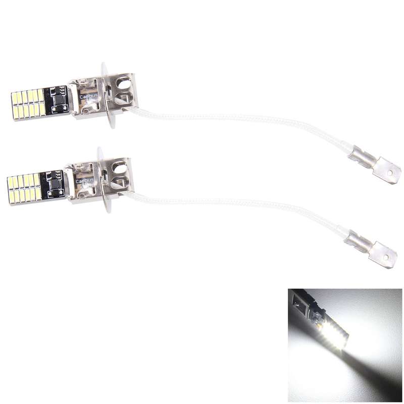 2 PCS H3 4.8W 720LM 6500K White Light 24 LED SMD 4014 Error-Free Canbus Car Clearance Lights Lamp, D
