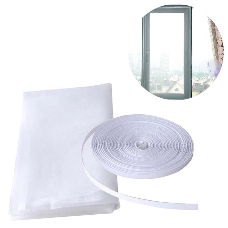 DIY Polyester Fly Screen/ Window Screen Hook and Loop Fastener Mosquito Net(White)