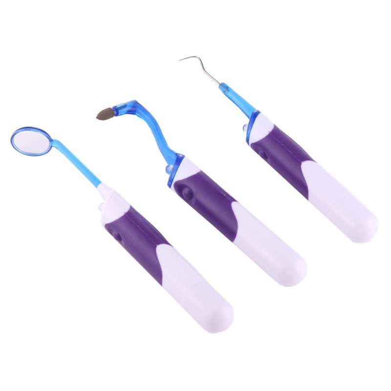 Lit-Pack 3 in 1 LED Professional Dental Oral Tool Kits (Dental Mirror + Tooth Stain Eraser + Plaque
