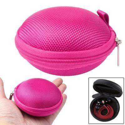 Grid Style Carrying Bag Box for Headphone / Earphone(Pink)