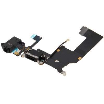 Original Tail Connector Charger Flex Cable + Headphone Audio Jack Ribbon Flex Cable for iPhone 5(Bla