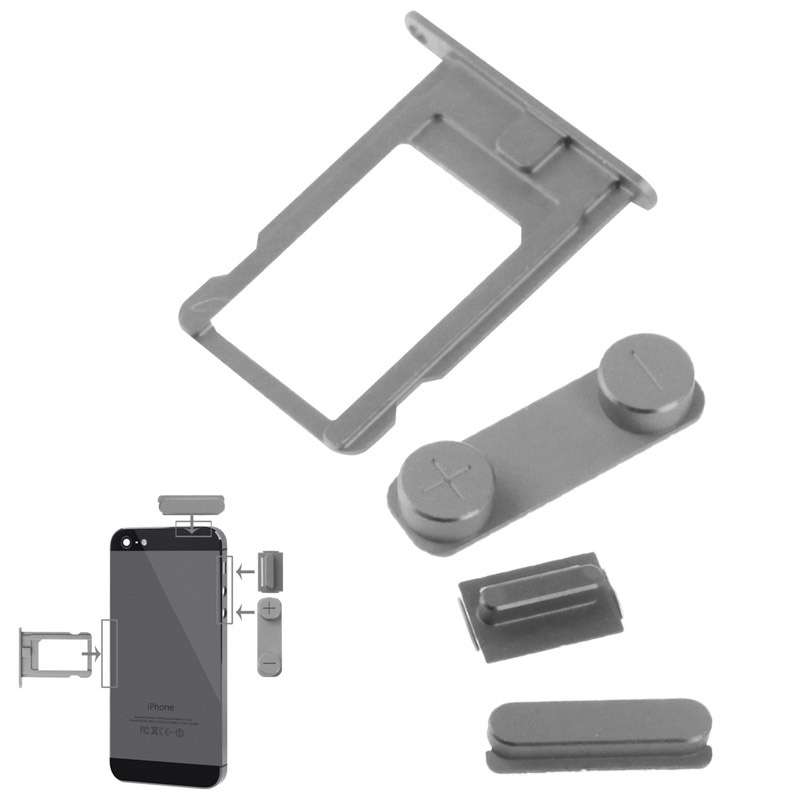 4 in 1 for iPhone 5 & 5S Original Alloy Material Colorful Nano SIM Card Tray + Volume Button + Power