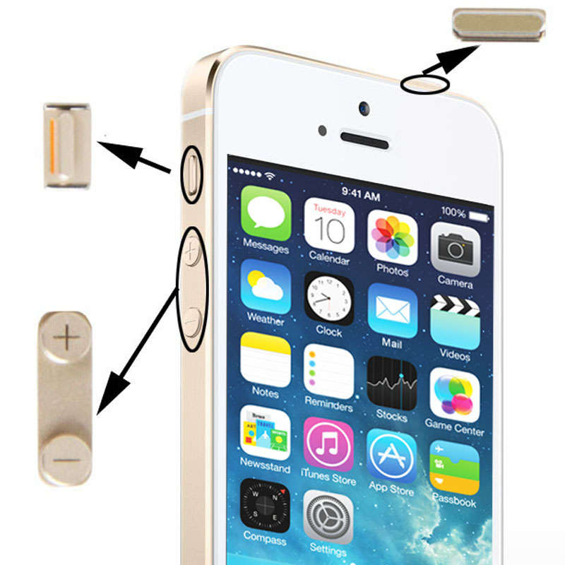 3 in 1 for iPhone 5S (Original Mute Button + Original Power Button + Original Volume Button)(Grey)