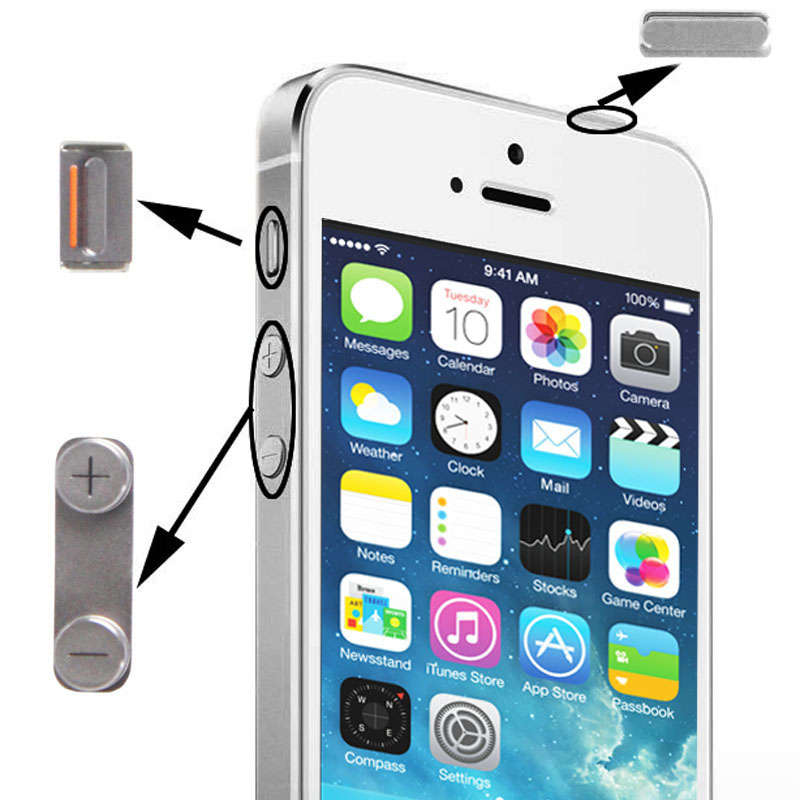 3 in 1 for iPhone 5S (Original Mute Button + Original Power Button + Original Volume Button)(Grey)