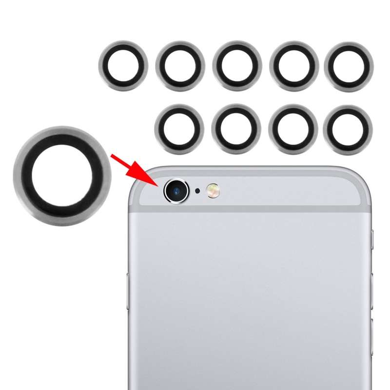 10 Pairs for iPhone 6 & 6s Rear Camera Lens with Bezel(Gold)