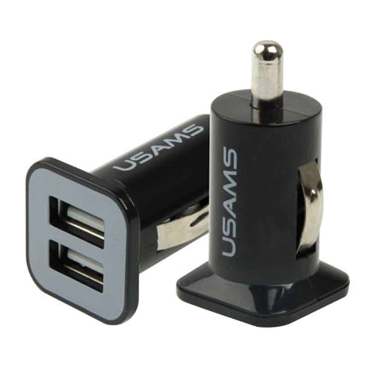 USAMS High Performance 2.1A + 1A Dual USB Port Car Charger for iPad Air 2 & Air & 4, iPhone 6 & 6 Pl