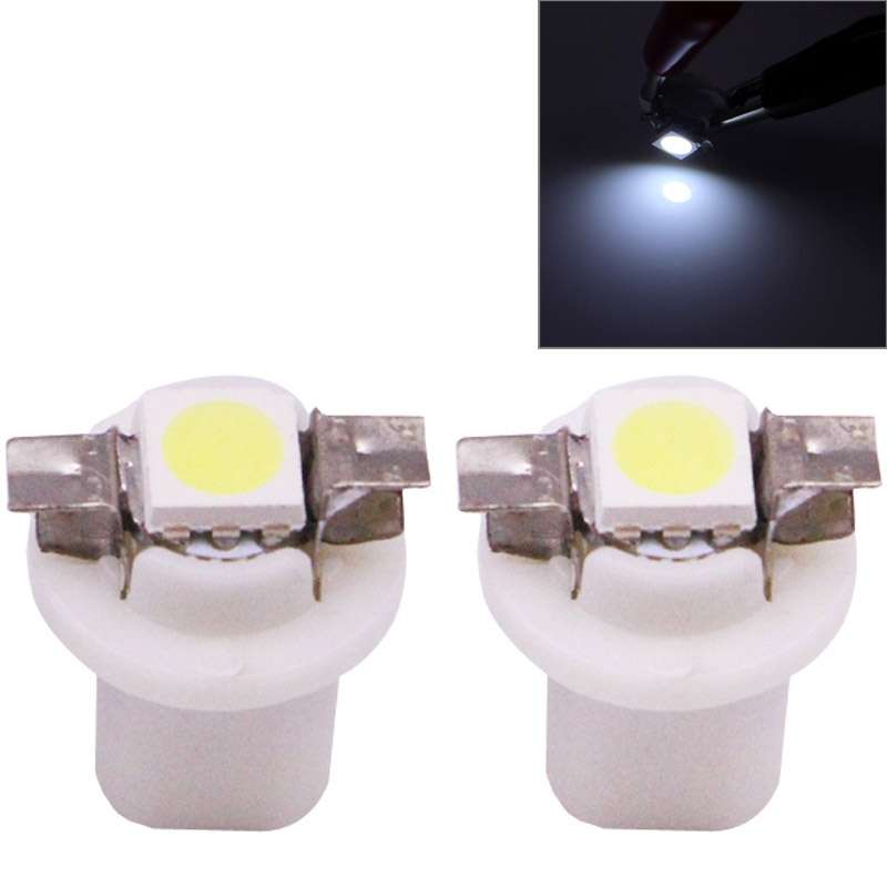 2 PCS B8.5 White Light 0.2W 12LM 1 LED SMD 5050 LED Instrument Light Bulb Dashboard Light for Vehicl