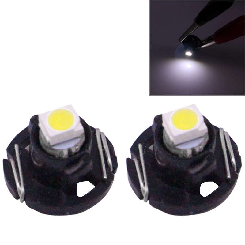 2 PCS T4.2 White Light 0.1W 5LM 1 LED SMD 3528 LED Instrument Light Bulb Dashboard Light for Vehicle