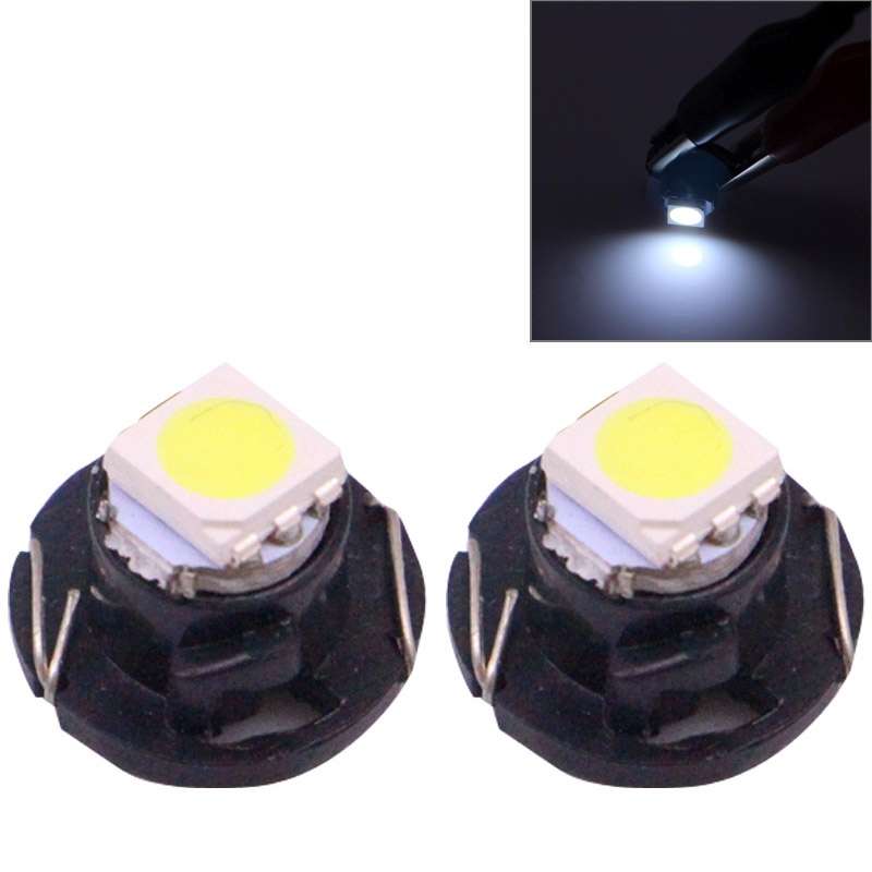 2 PCS T4.7 White Light 0.2W 12LM 1 LED SMD 5050 LED Instrument Light Bulb Dashboard Light for Vehicl