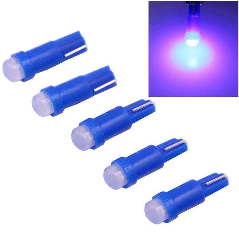 5 PCS T5 0.5W 20LM Blue Light 1 LED COB LED Instrument Light Bulb Dashboard Light for Vehicles, DC 1