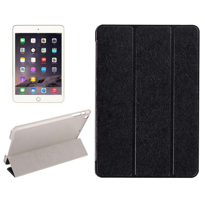 Silk Texture Horizontal Flip Leather Case with Three-Folding Holder for iPad mini 4(Black)