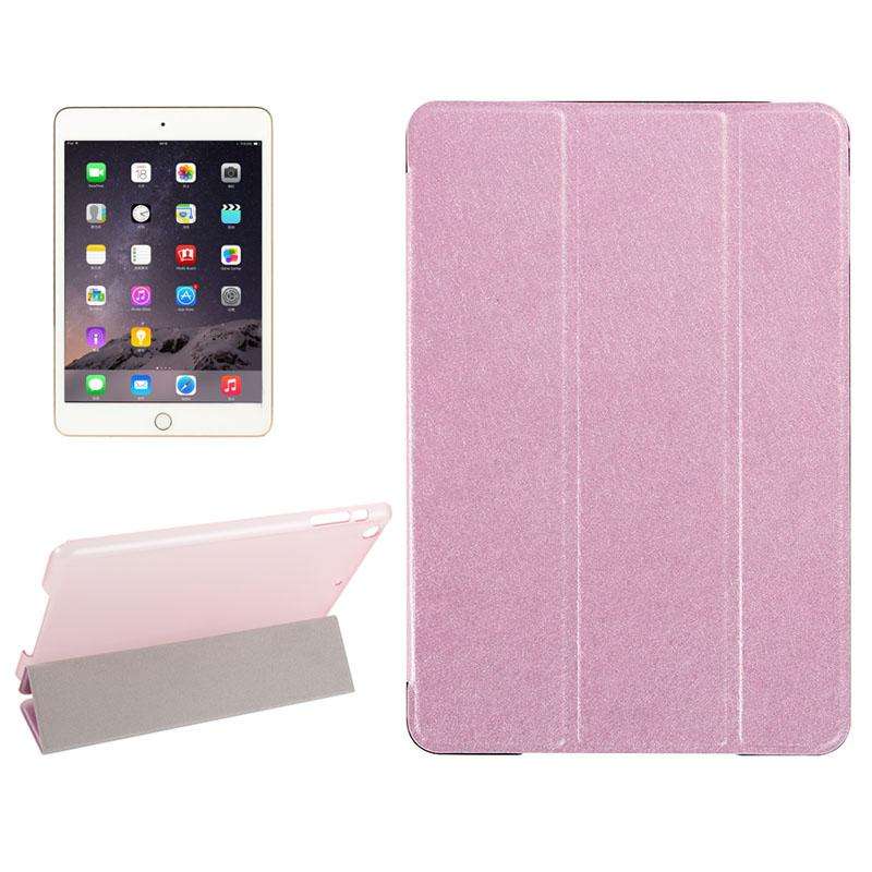 Silk Texture Horizontal Flip Leather Case with Three-Folding Holder for iPad mini 4(Black)