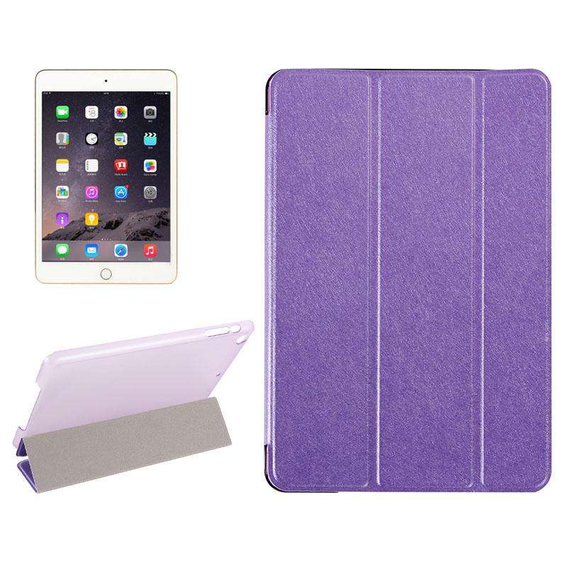 Silk Texture Horizontal Flip Leather Case with Three-Folding Holder for iPad mini 4(Black)