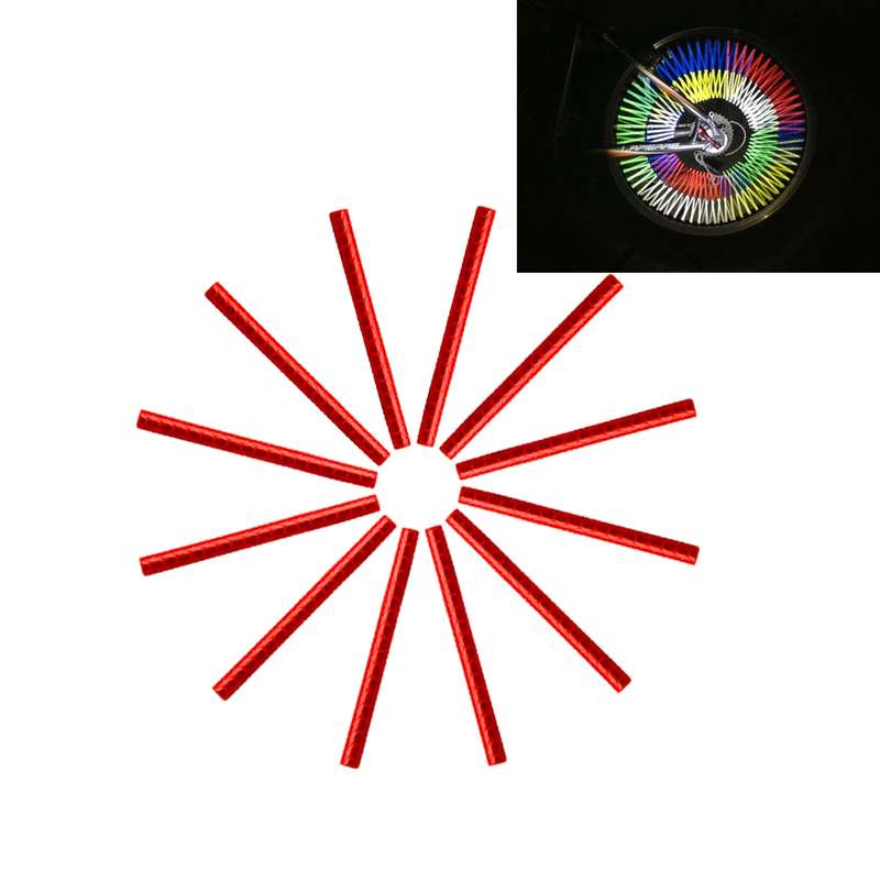 OQSPORT 12 PCS Bicycle Wheel Spoke Reflector Reflective Mount Clip Tube Warning Light Strip(Orange)