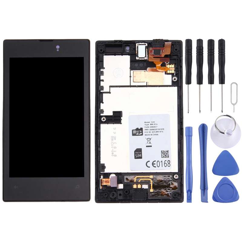 LCD Display + Touch Panel with Frame for Nokia Lumia 520(Black)