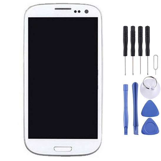 Original Super AMOLED LCD Screen for Samsung Galaxy SIII / i9300 Digitizer Full Assembly with Frame