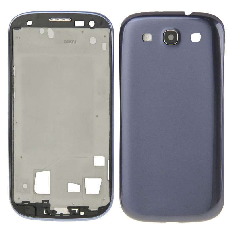 For Galaxy S III / i747 Full Housing LCD Frame Bezel Plate + Back Cover (Blue)
