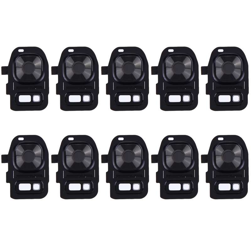 For Galaxy S7 / G930 10pcs Rear Camera Lens Cover + Flashlight Bracker (Black)