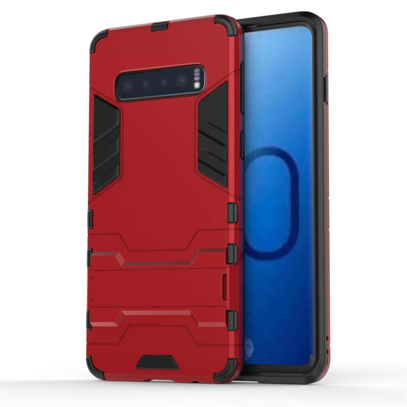 Shockproof PC + TPU Case for Galaxy S10, with Holder (Black)