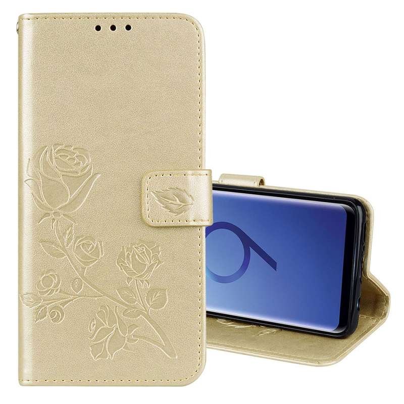 For Galaxy S9 Rose Embossed Horizontal Flip Environmental PU Leather Case with Holder & Card Slots &